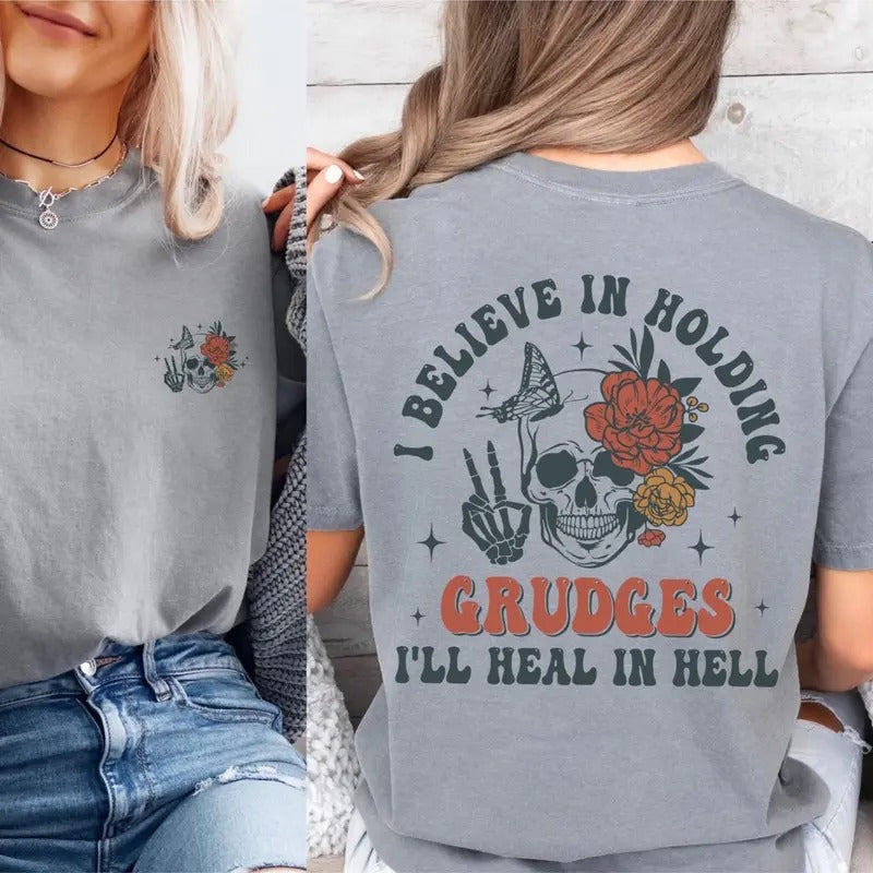 Comfort Colors Heal in Hell Women's Graphic T-Shirt - Casual Short Sleeve Cotton Top for Women - Womenswear