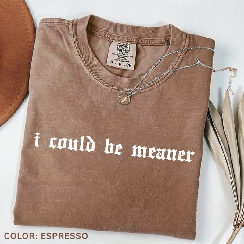 Comfort Colors I Could Be Meaner T-Shirt, Sarcastic T-Shirt, Funny Humor T-Shirt, Sarcasm Tee, Funny Quote TShirt