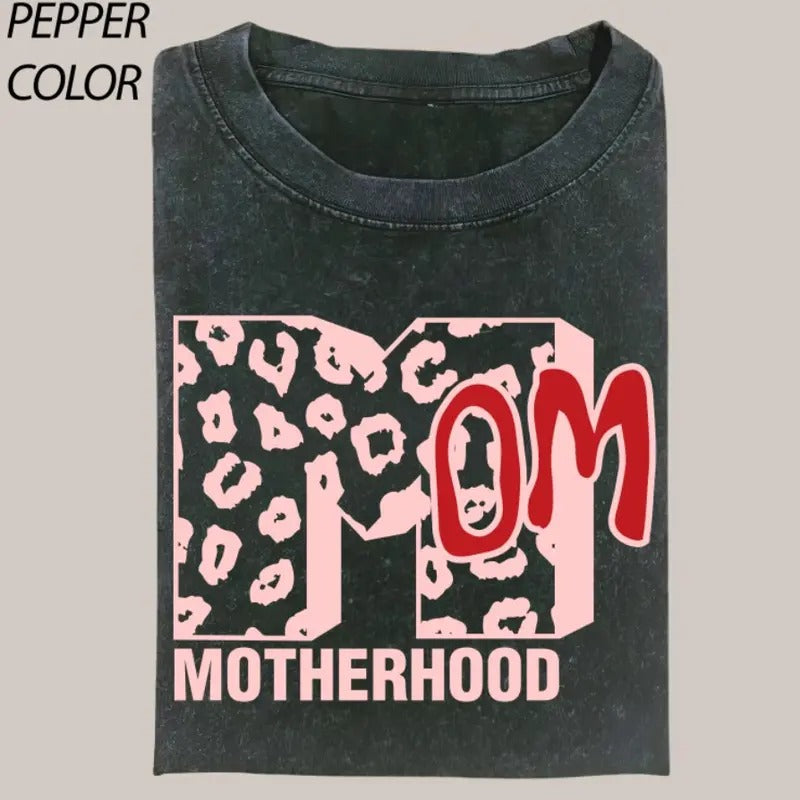 Comfort Colors Leopard Mother Hood Graphic T-shirt, Boho Mama Shirt, Funny Cute Mom Tee, Varsity Letter Mama Shirt, Mothers Day Gift Top Womenswear