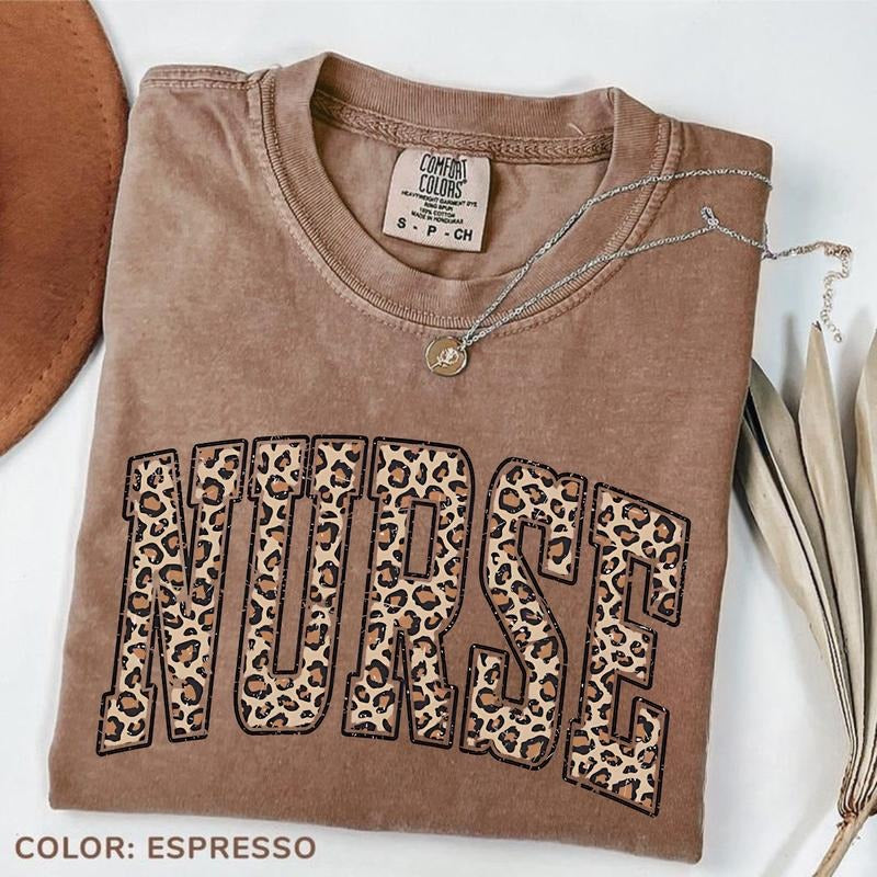Comfort Colors Leopard Nurse T-Shirt, Nurse T-Shirt, RN TShirt, Nursing School TShirt, Registered Nurse Tee, Nurse Gift...
