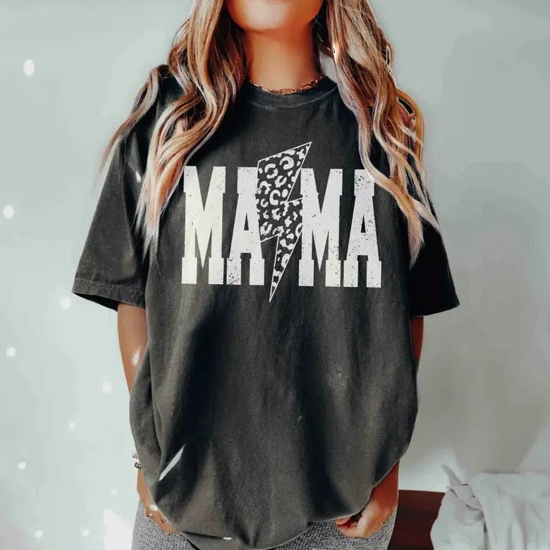 Comfort Colors Mama Lightning Bolt T-Shirt, 90s Retro Mama Shirt, Varsity Mama Tee, Mothers Day Gift Hoodie, Sweatshirt