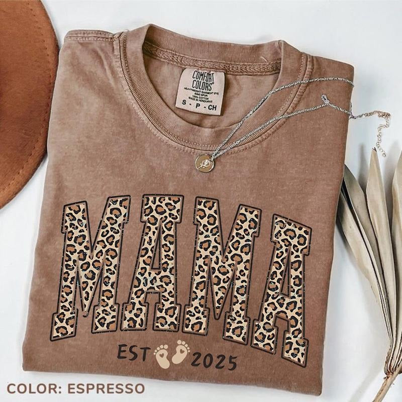 Comfort Colors Mama T-Shirt, Mama Est Year T-Shirt, Mothers Day Gift, Pregnancy Announcement Tee, New Mom Gift, Mom...