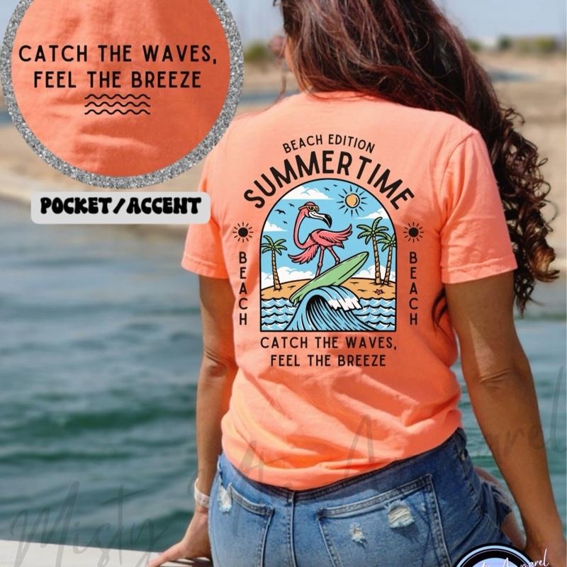 Comfort Colors Women's Summer Edition Short Sleeve Casual Cotton Graphic T-Shirt, "BEACH EDITION SUMMERTIME" Design - Top, Womenswear