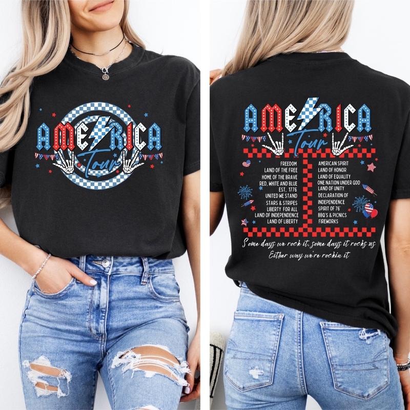 Comfort colors American Tour short sleeve casual cotton graphic tshirt