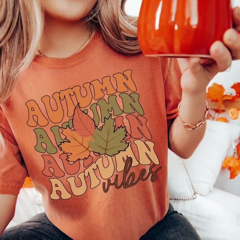 Comfort colors Autumn Vibes Short sleeve casual cotton graphic tshirt