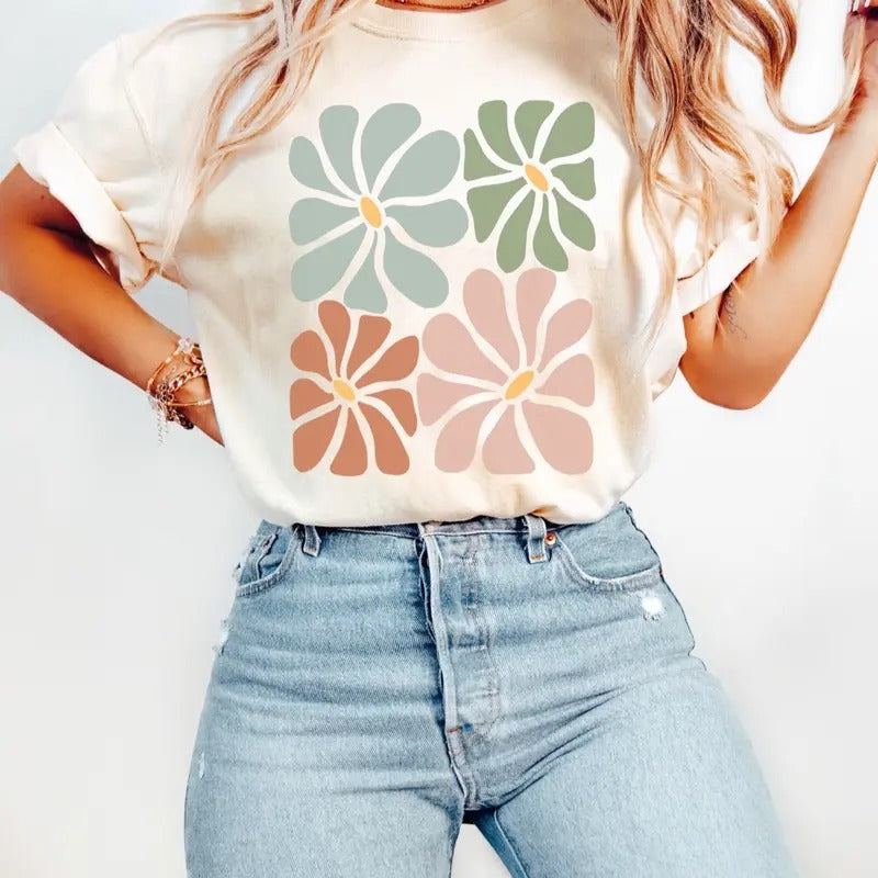 Comfort colors daisy collage short sleeve casual cotton graphic tee