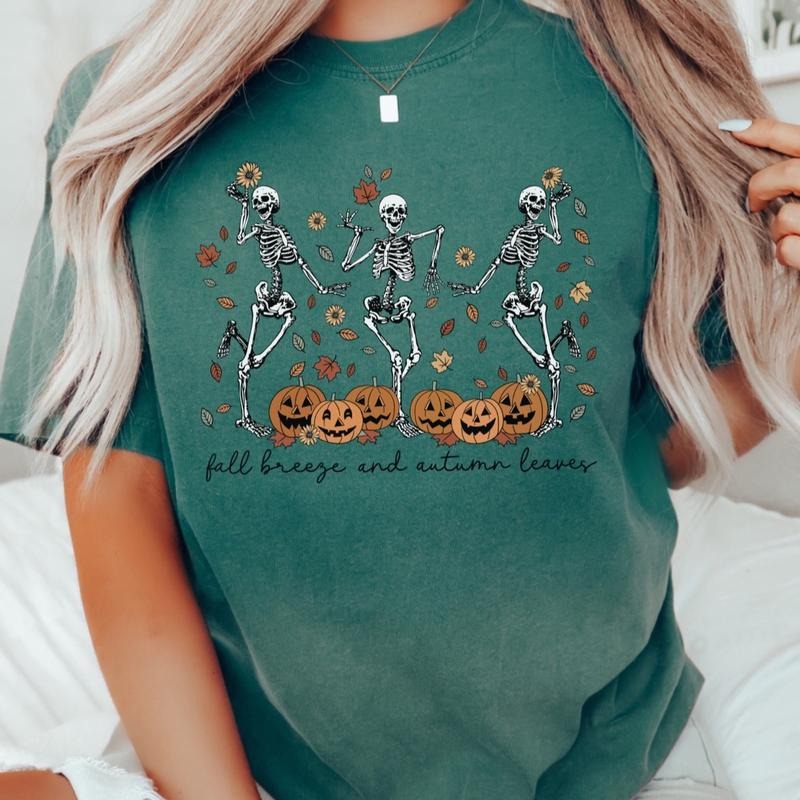 Comfort colors fall breeze and autumn leaves short sleeve casual cotton graphic t-shirt