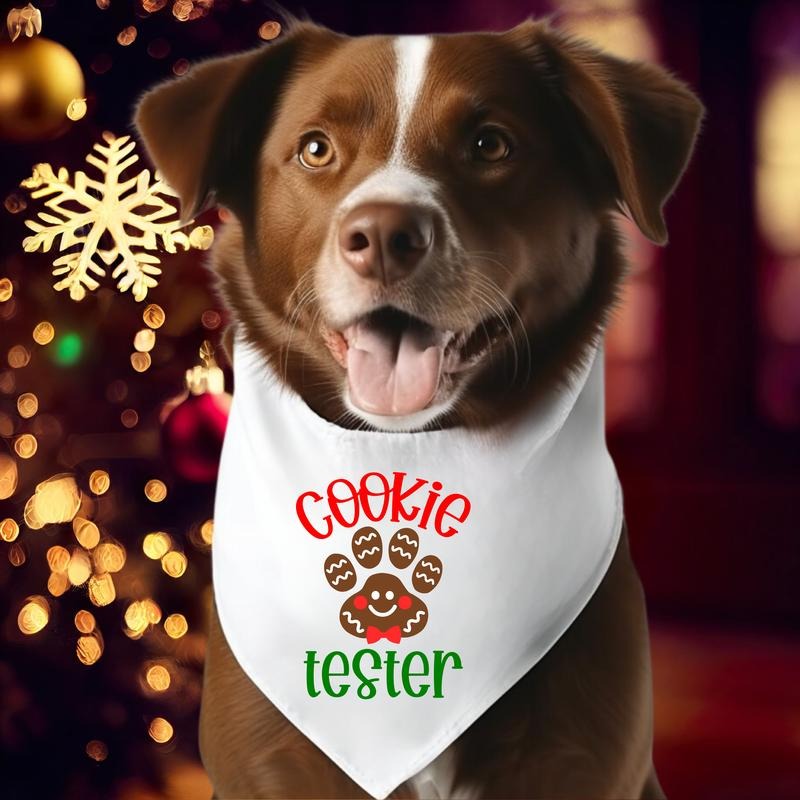 Cookie Tester Bandana, Christmas Dog Neck Scarf, Baking Puppy Bandana, Pet Owner Xmas Bandana, Furry Baby Holiday...