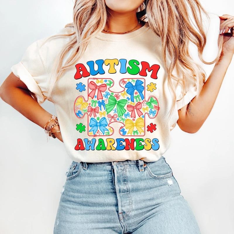Coquette Autism Awareness Puzzle Piece DTF Transfer - THIS IS NOT A SHIRT Hoodie, Sweatshirt | InkThreadWorks.com
