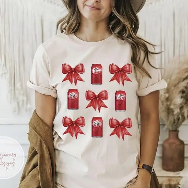 Coquette Dr Pepper Can Tshirt, Dr Pepper Bow Shirt, Dr Pepper Lover, Aesthetic Women Shirt Hoodie, Sweatshirt