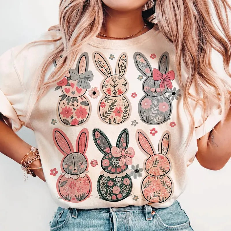 Coquette Easter Bunny Floral DTF Transfers - THIS IS NOT A SHIRT Hoodie, Sweatshirt | InkThreadWorks.com