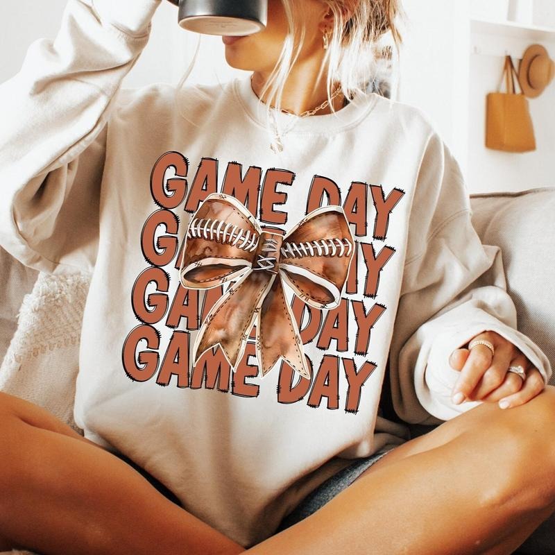 Coquette Football Shirt, Football Sweatshirt, Game Day Sweatshirt, Unisex Classic Cotton with Graphic Print in All Sizes, For Men, For Women