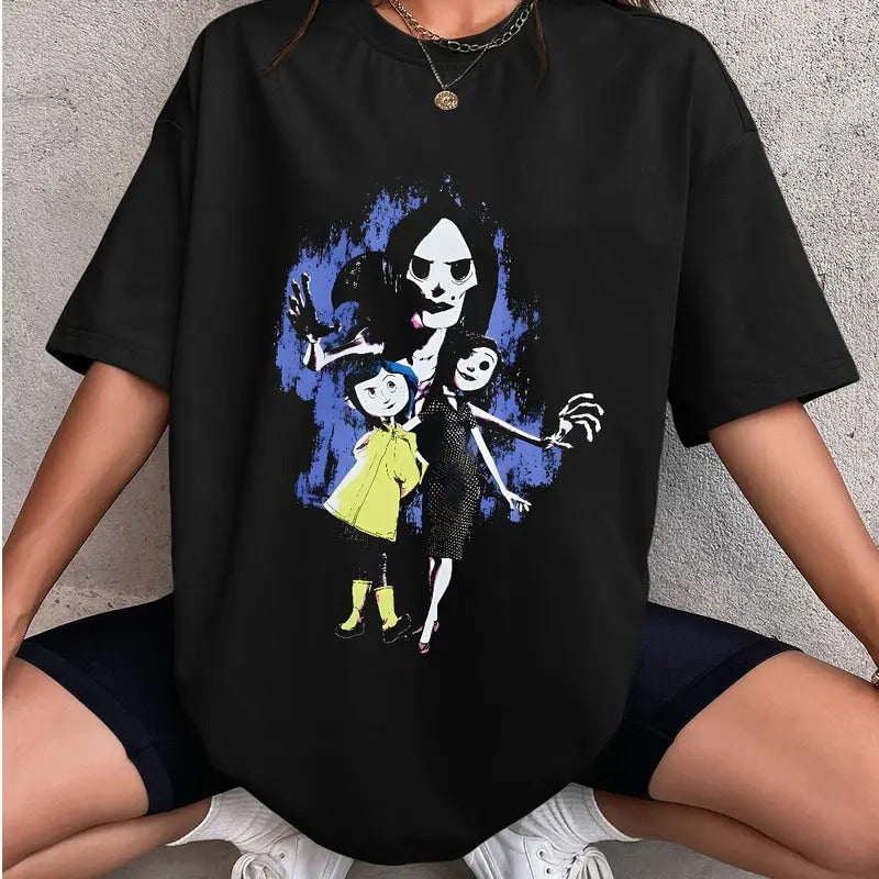 Coraline Beldam and real mom T-Shirt, Horror Coraline movies, Horror Character Shirt, Halloween Crewneck Sweatshirt