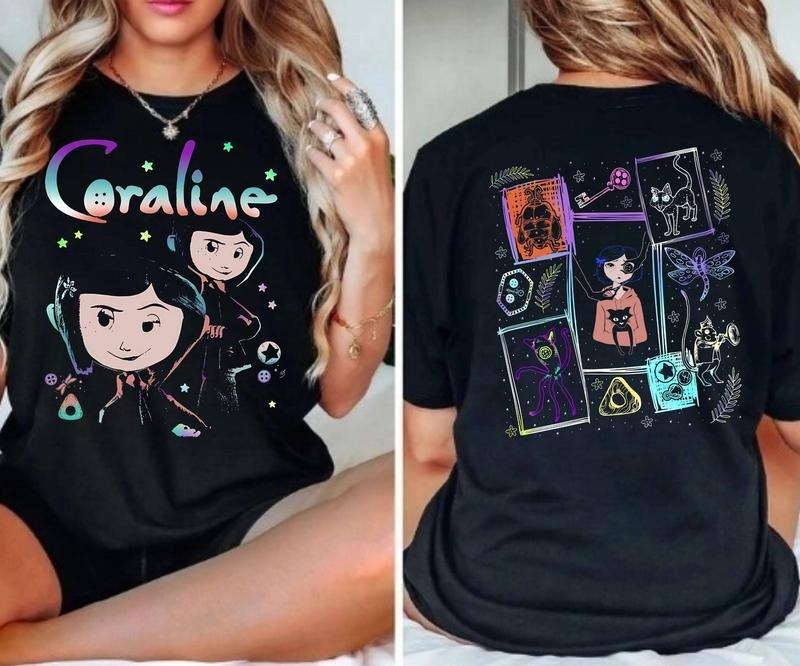 Coraline Dool Spooky Movie Shirt, Fantasy Film Tshirt, Cartoon Youth-shirt, Retro Minimalist Hoodie, Birthday Gifts for Her Daughter Sister Womenswear