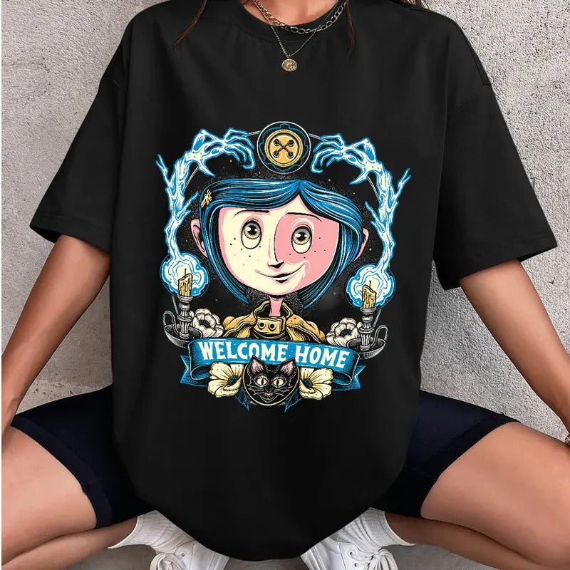 Coraline Welcome Home T-Shirt, Horror Coraline movies, Horror Character Shirt, Halloween Crewneck Sweatshirt