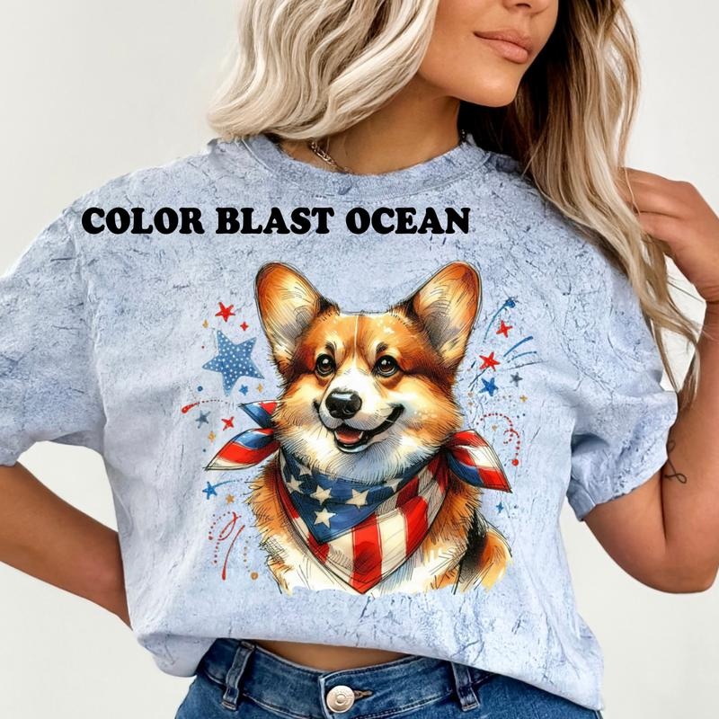 Corig Patriotic Dog Shirt ~ Unisex Apparel Relaxed Fit Printed In The USA Clothing Womenswear Casual Comfort Cotton Top...