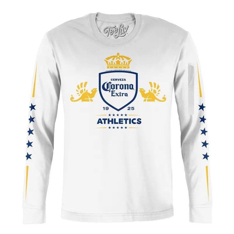 Corona Extra Athletics Stars Long Sleeve T-Shirt - White Hoodie, Sweatshirt | InkThreadWorks.com