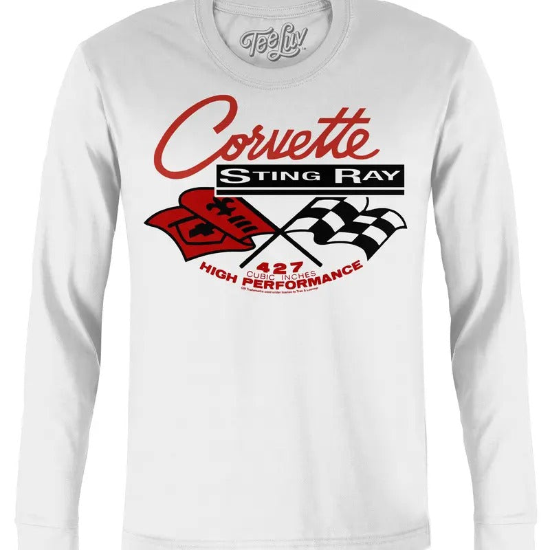 Corvette Stingray Long Sleeve T-Shirt - White graphic tee
