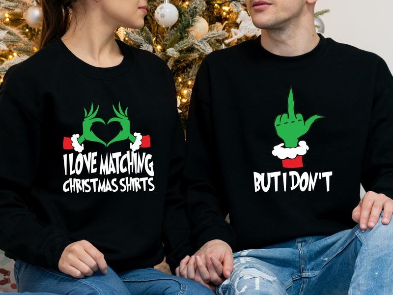 Couples Christmas Party Sweatshirt, I Love Matching Christmas Shirts, But I Don't Sweater, Matching Wife Husband Xmas...