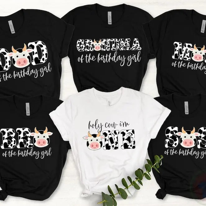 Cow Family Birthday Shirt, Holy Cow I am One Shirt, Cow Matching Shirt, Farm Birthday Shirts Hoodie, Sweatshirt