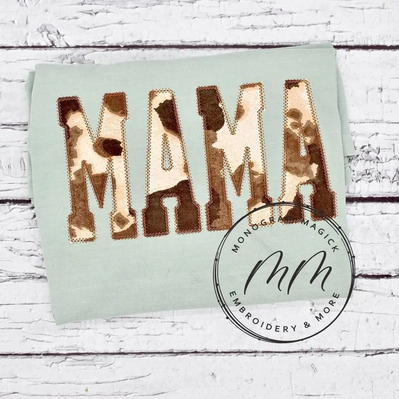 Cow Print Mama TEE Shirt, Comfort Color, Western Shirt, Everyday Casual Fit Hoodie, Sweatshirt | InkThreadWorks.com