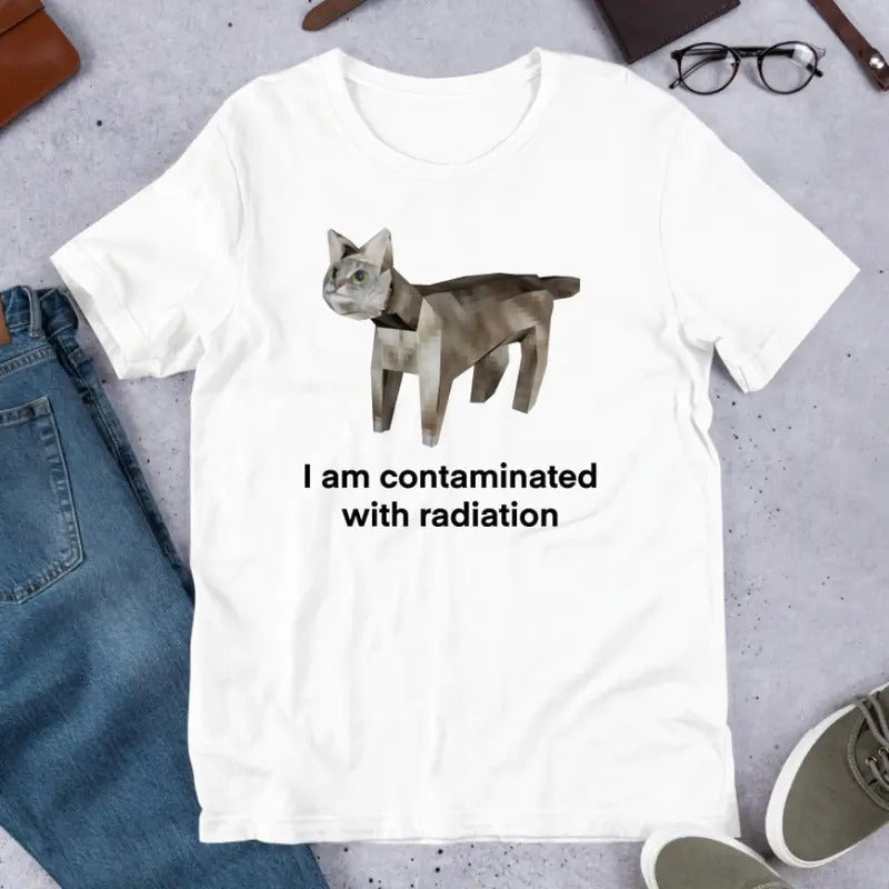 I Am Contaminated Funny Cat Meme Shirt / Ironic Shirt / Weirdcore Clothing / Low Poly Feline / Oddly Specific / Unhinged...