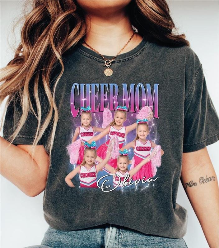Custom Cheer Mom Shirt, Custom Photo Cheer Mama Tshirt, Game day Cheer Leading Your Own Pictures Shirt, Custom Mom Cheer Shirt