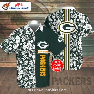 Custom Green Bay Packers Floral Stripe Hawaiian Shirt