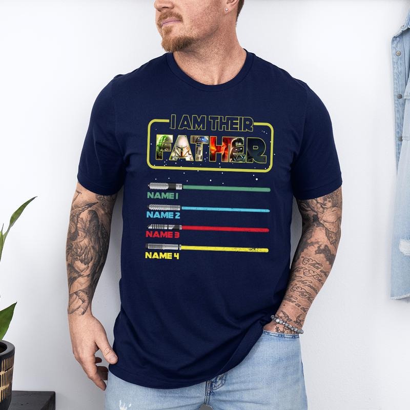 Custom Name "I Am Their Father" Personalized Lightsaber Night Light Shirt, Custom Dad Gift with Kids Names, "I Am Their...