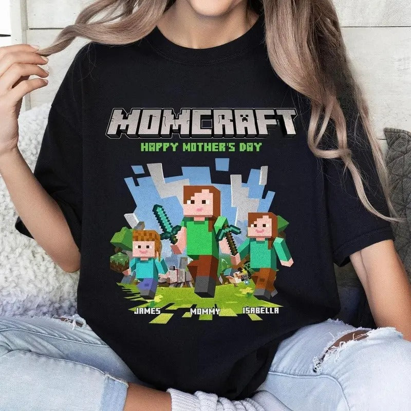 Custom Personalized MomCraft T-shirt, Happy Mother's Day Shirt, Chicken Jockey Gaming, Happy Mother's Day Gift, Trending...
