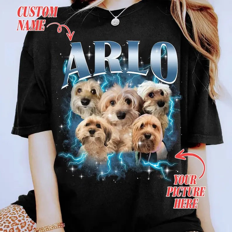 Custom Photo Dog Bootleg 90s Shirt, Custom Bootleg Rap Tee Shirt, Custom Pet Photo Your Own Bootleg Shirt, Change Design Here Top Womenswearstyle{n002}4