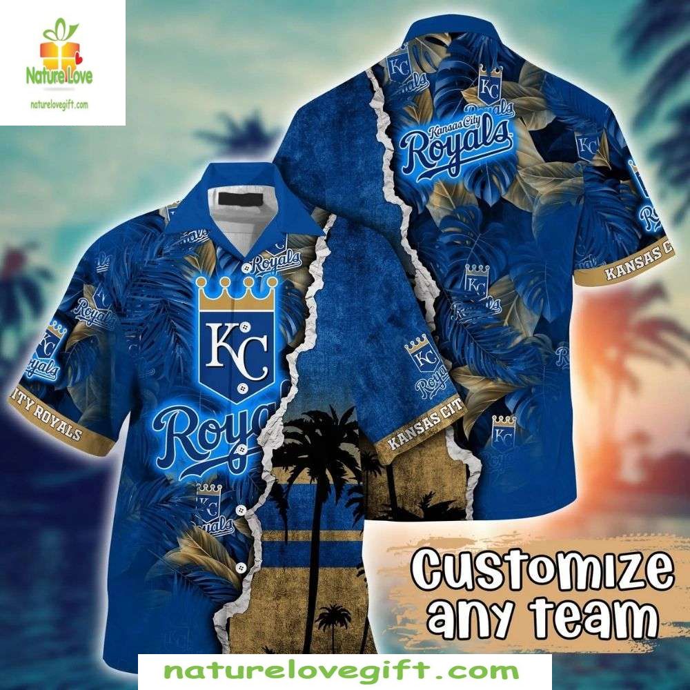 Kansas City Royals Hawaiian Shirt Custom Tropical Sunset Baseball Apparel