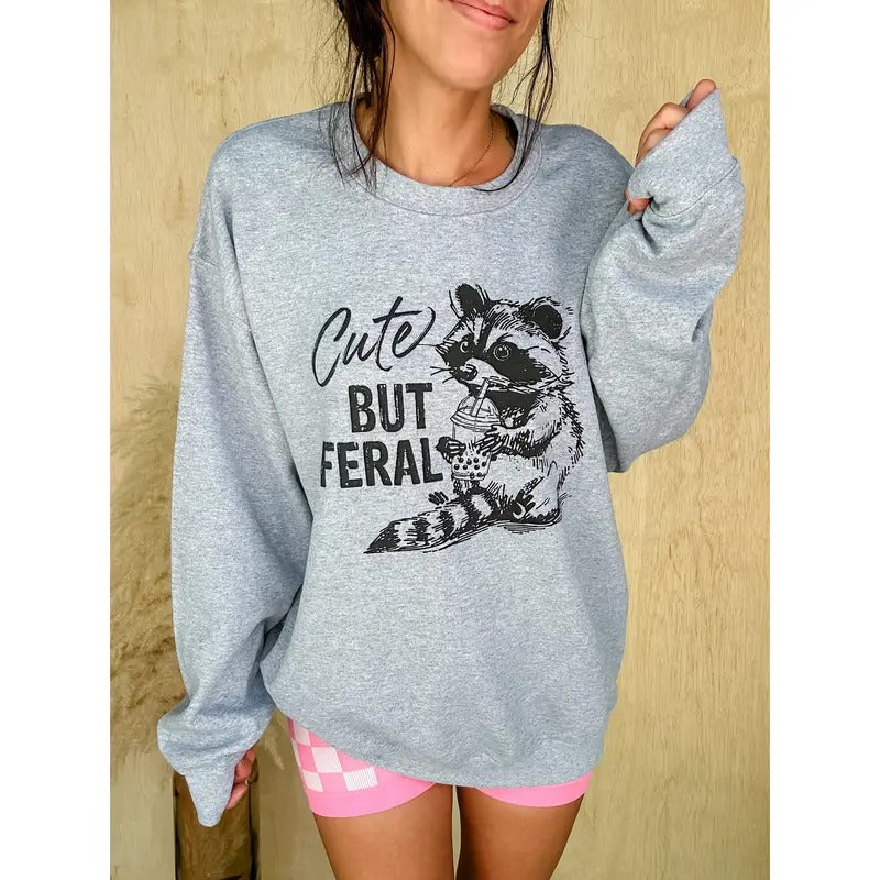 Cute But Feral Graphic Pullover