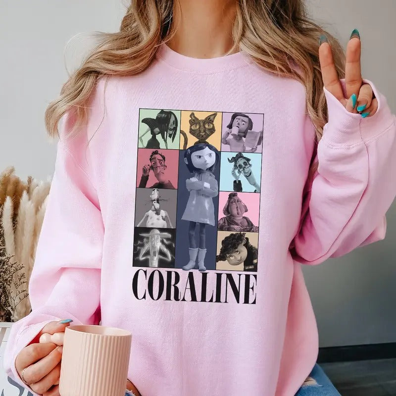 Cute Coraline Shirt, Spooky Movie Halloween Shirt, Coraline yellow Coat Tee, Spooky Coraline Doll Shirt, Coraline Movie