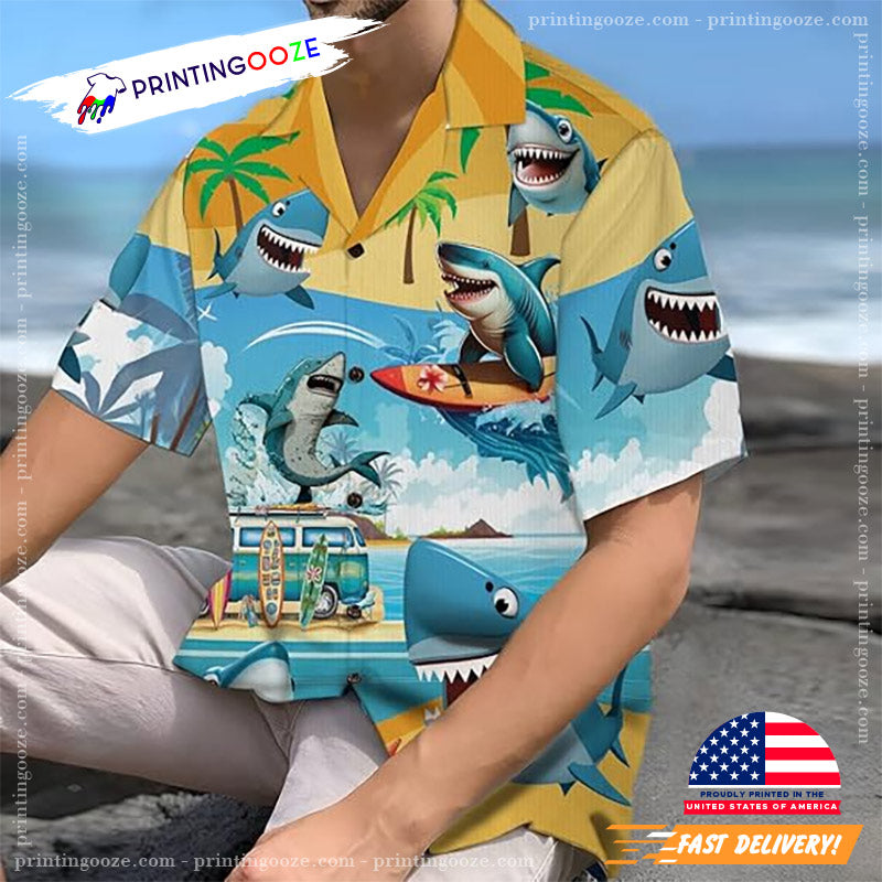 Cute Shark Summer Vacation Hawaiian Shirt