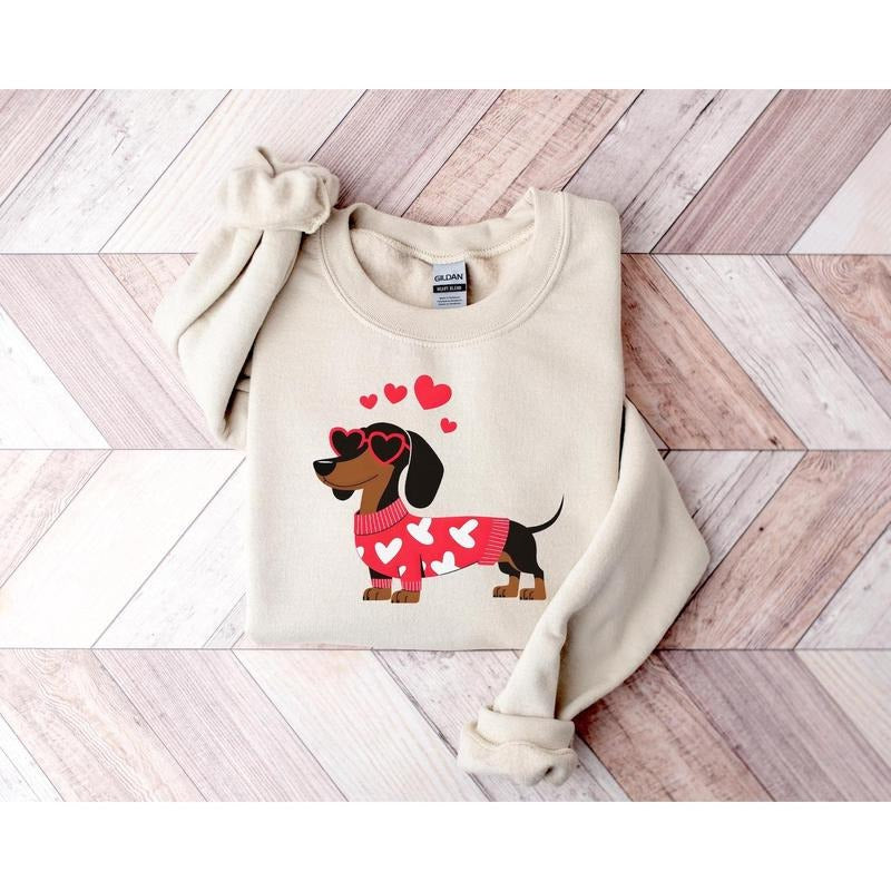 Dachshund Valentines Day Sweatshirt, Dachshund Sweatshirt, doxie shirt, long haired dachshund, dachshund mom, dachshund...