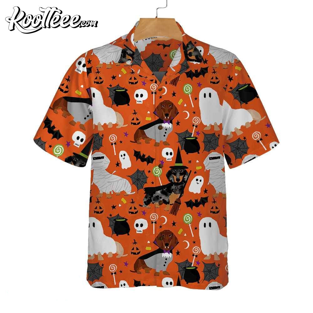 Dachshunds On Halloween Day Hawaiian Shirt