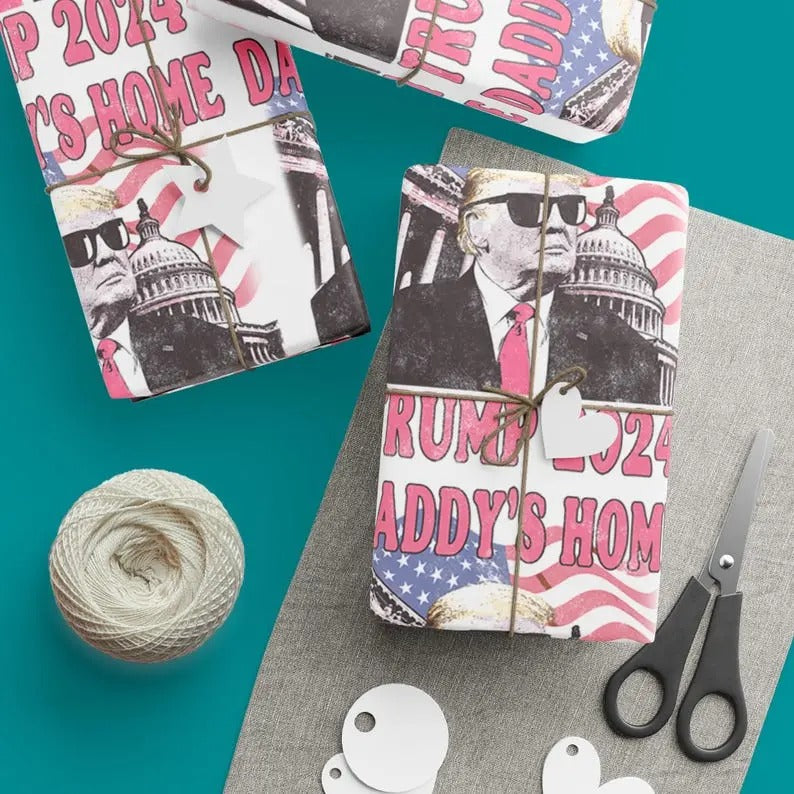 Daddy's Home Gift Wrap, Make Christmas Great Again Gift Wrap Trump Christmas Gift Wrapping Paper Christmas Gift Wrap Xmas...