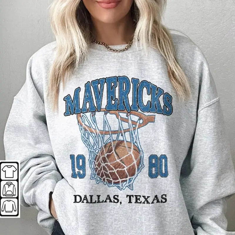 Dallas Basketball Vintage Sport Sweatshirt, Mavericks 90s Basketball Graphic Tee