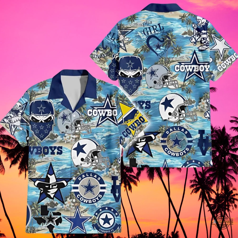 Dallas Cowboys Hawaiian Shirt Giveaway 2024 This Girl Loves Cowboys Aloha Summer Beach Button Up Shirts And Shorts