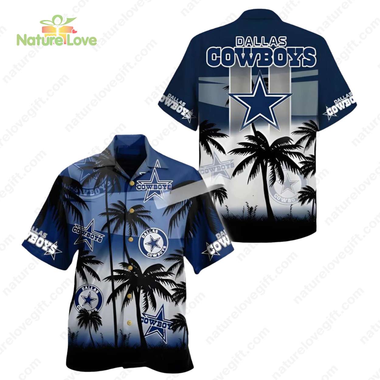 Dallas Cowboys Logo Palm Trees Tropical Hawaiian Shirt