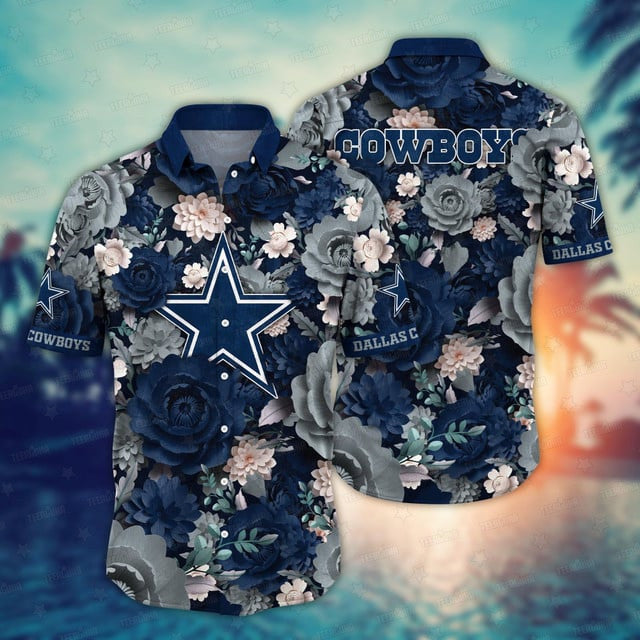 Dallas Cowboys Hawaiian Shirt Monochrome Blooms Design 744811