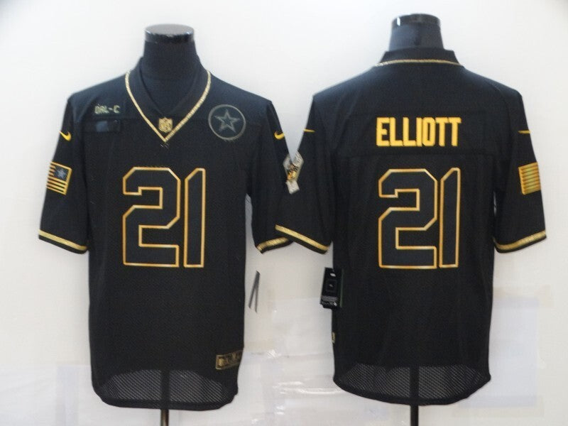 Dallas Cowboys #21 Ezekiel Elliott 20 Salute Retro Gold 706