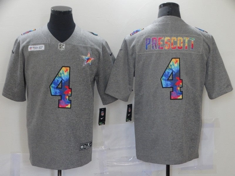 Dallas Cowboys #4 Dak Prescott Hemp Gray Rainbow 254