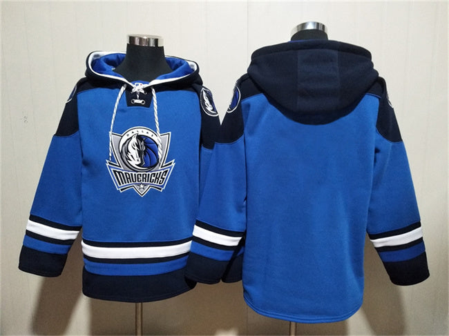Dallas Mavericks Blank Navy Ageless Must-Have Lace-Up Pullover Hoodie