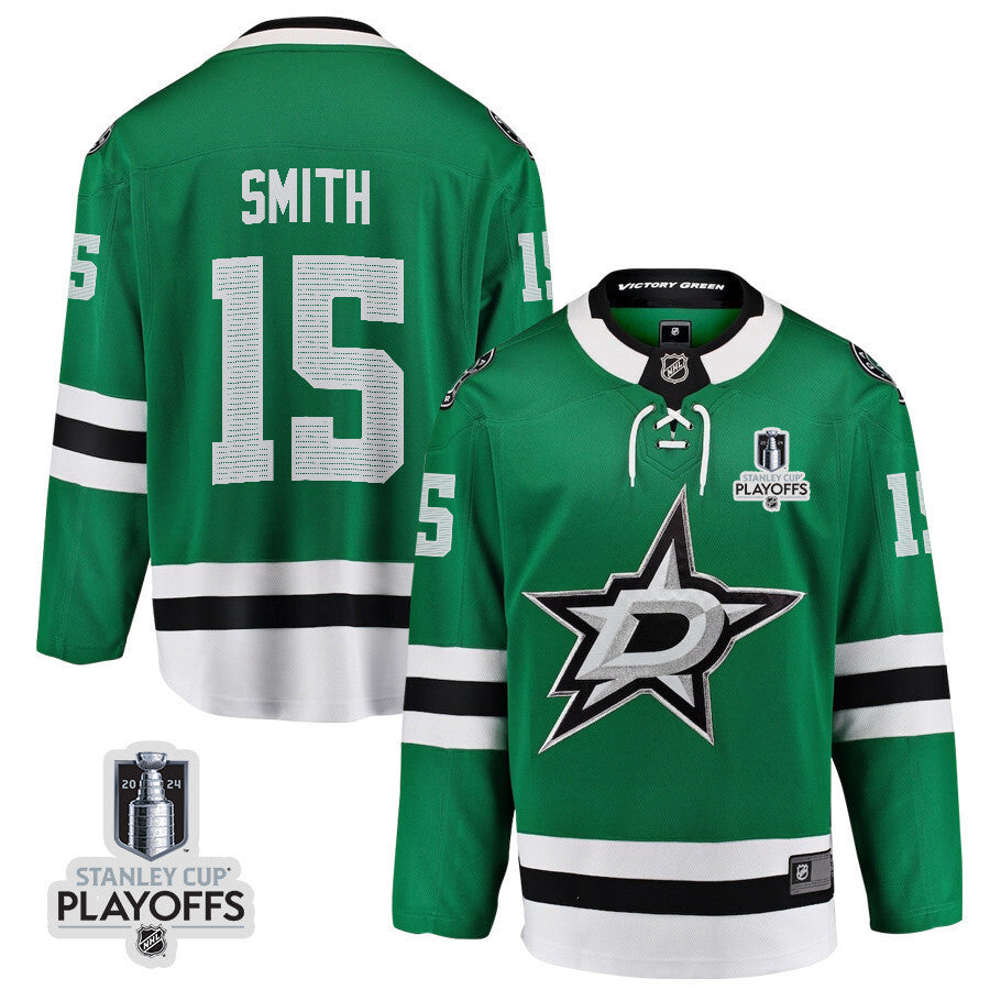 Dallas Stars #15 Craig Smith 2024 NHL Playoffs Patch Home Jersey