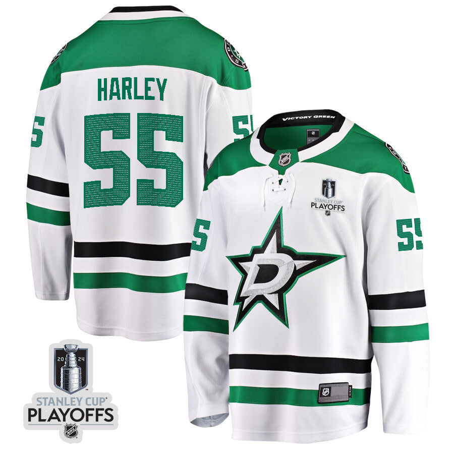 Dallas Stars #55 Thomas Harley 2024 NHL Playoffs Patch Away Breakaway Jersey