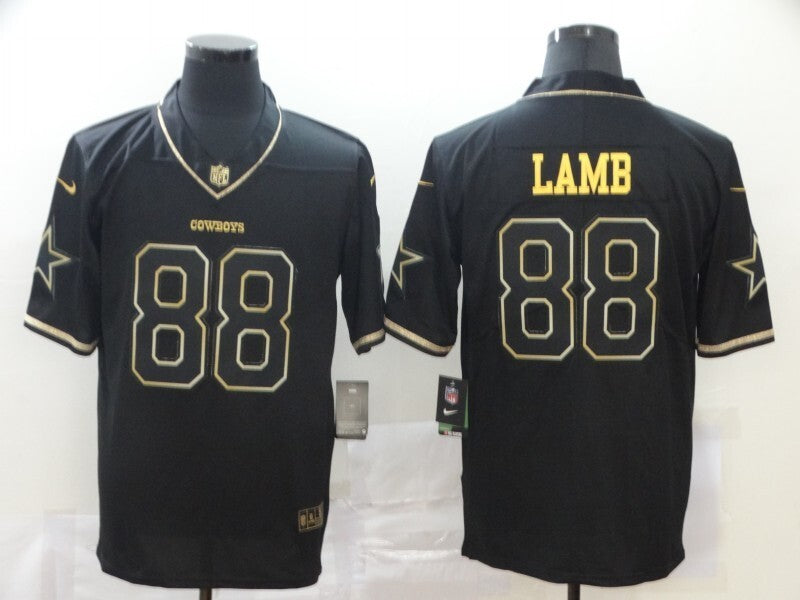 Dallas cowboys #88 Lamb Black Retro Gold 949