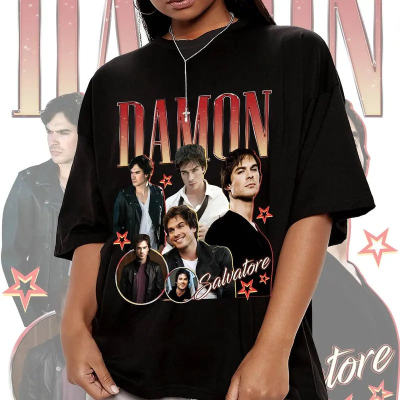 Damon Salvatore The Vampire Diaries Shirt Hoodie, Sweatshirt | InkThreadWorks.com