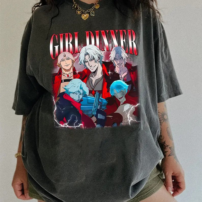 Dante Sparda Girl Dinner Comfort Colors Unisex Tshirt For Fan, Dante Game Movie 90s Retro Bootleg Shirt, Devil May Cry Fan Merch, Celebrity Crush